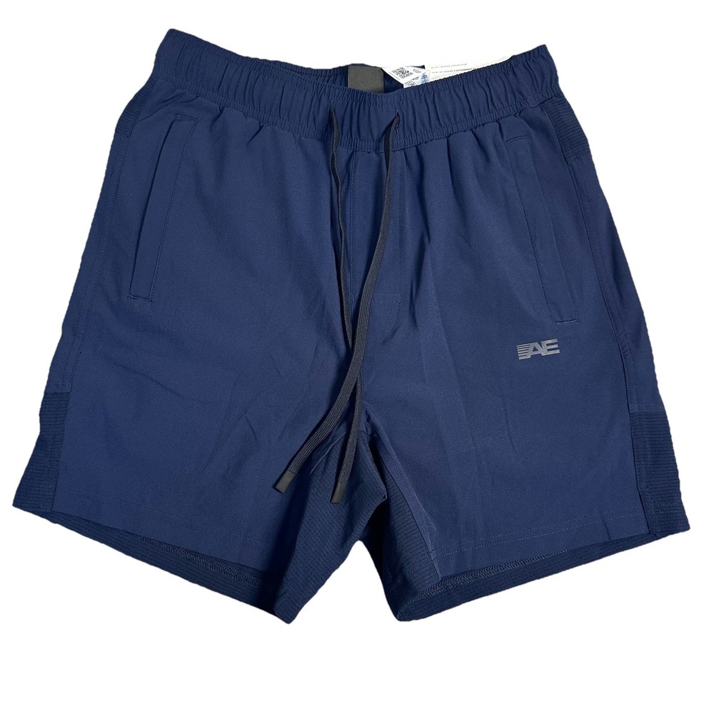 American Eagle Jogger Short Mens XS Navy Drawstring Lined 24/7 Active 5.5 NEW